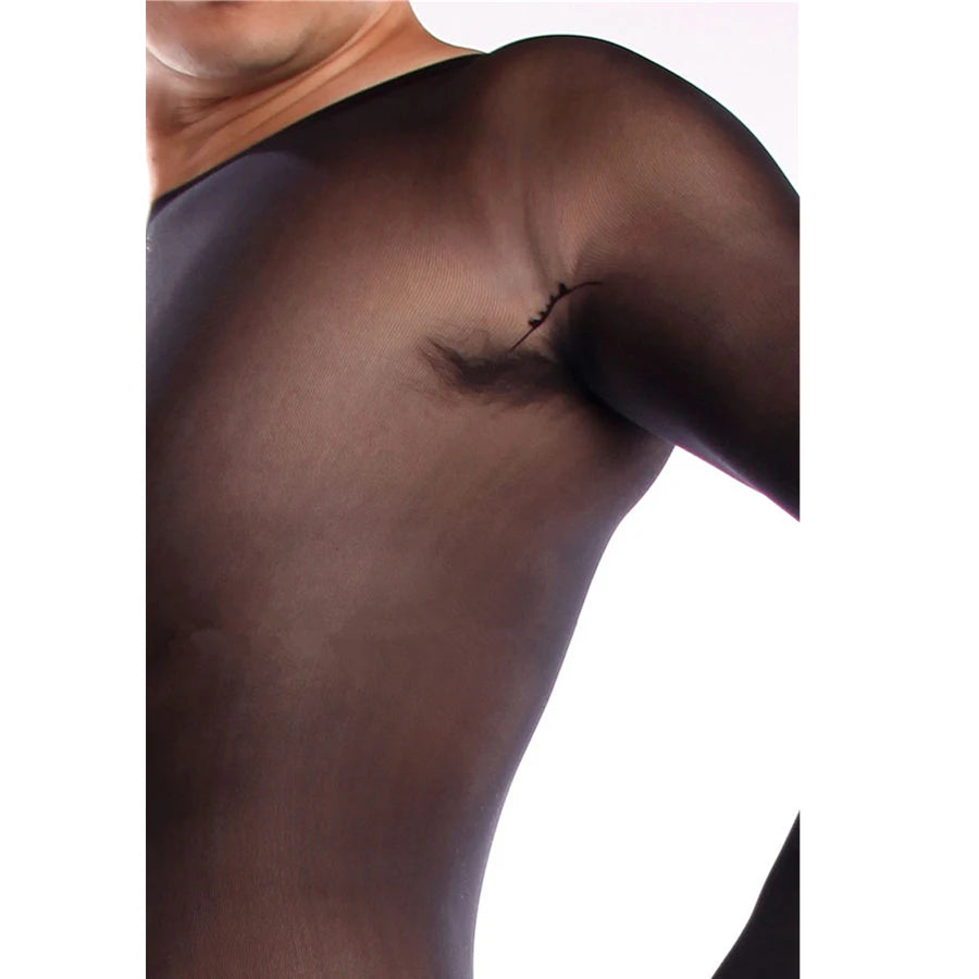 Premium Plus Size Silky Temptation Men's Bodysuit - Exotic Full Body Stocking