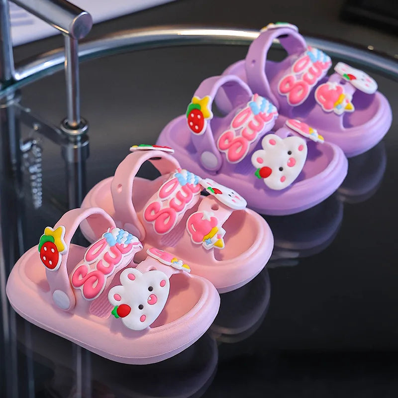 Adorable Cartoon Rabbit Summer Sandals for Kids – Non-slip, Soft Sole Beach Shoes