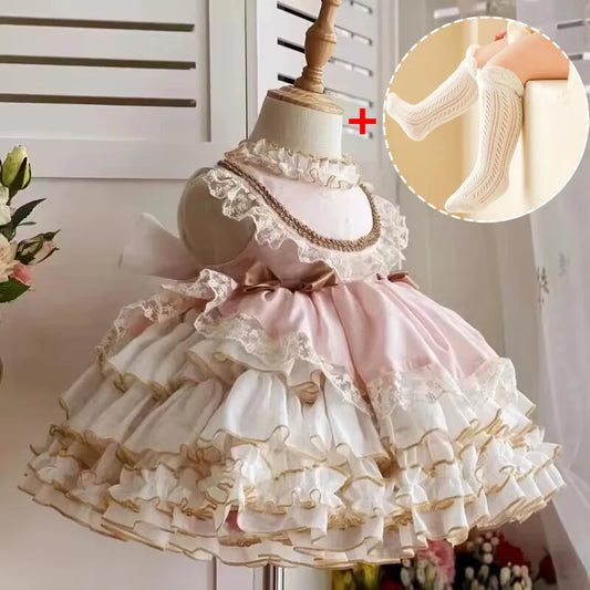Enchanting Lace Lolita Princess Dress for Toddler Girls - Perfect for Weddings, Parties, and Special Occasions