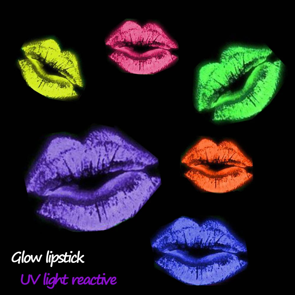 Neon Glow Lipstick UV Blacklight Reactive Fluorescence Lipstick Makeup Face Body Paint Glow in the Dark Black Light Party Supply