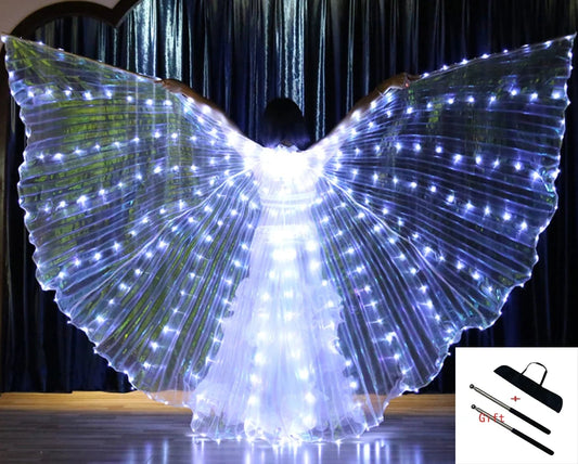 Women's LED Belly Dance Wings - Fluorescent Butterfly Isis Wings for Performances and Carnivals