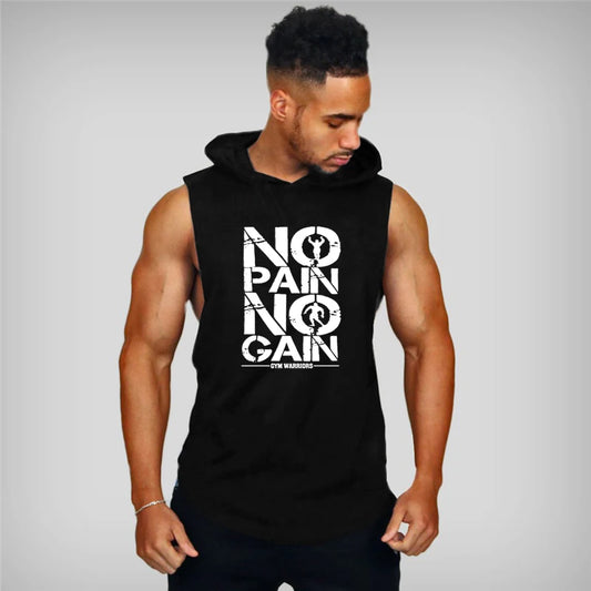 Premium Men's Bodybuilding Hooded Tank Top - Cotton Sleeveless Vest for Gym, Fitness, and Sports