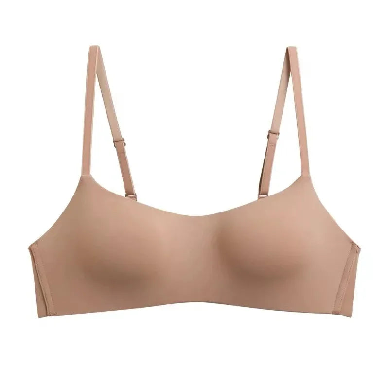 One Piece Sexy Bra Seamless Underwear with Thin Cups Gathered and No Steel Rings for Comfortable Breathable Tops Push Up Bra