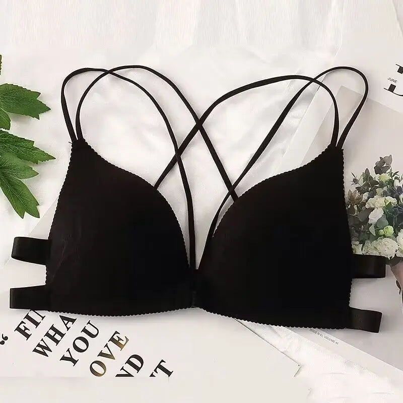 Women Flower Printed Bras Front Buckle Wireless Bralette Sexy Lingerie Comfort Push Up Floral Bras