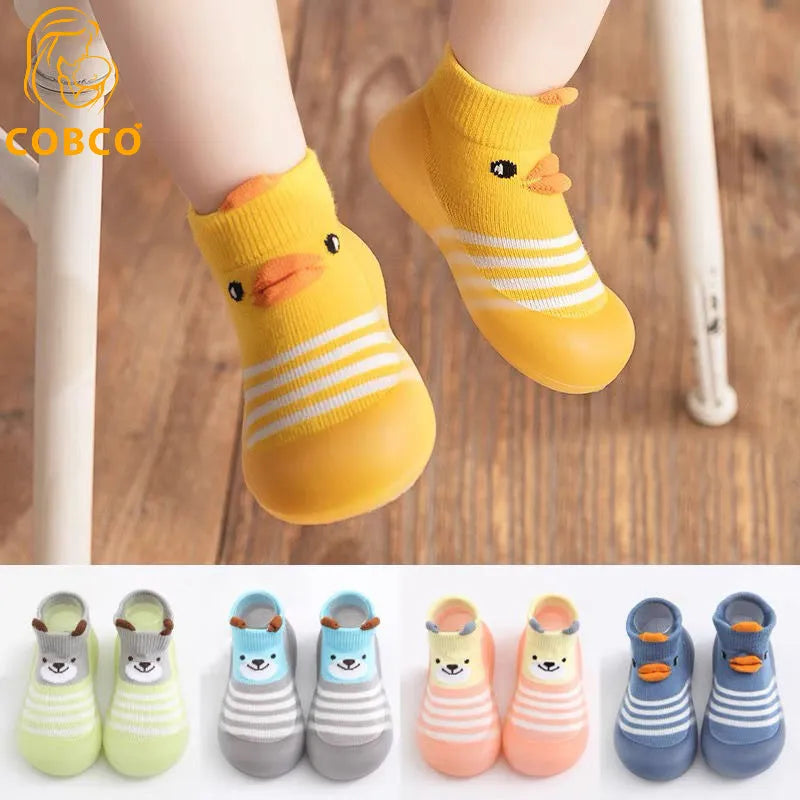 Comfortable and Healthy Cartoon Animal Pattern Non-slip Silicone Sole Baby Shoes – Perfect for Little Feet!