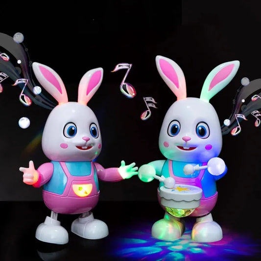 Electric Dancing Bunny Toy, Plastic Bag, Lighting Music, Will Sing and Dance Festivals, Birthday Parties Gifts, Brainpower Toy