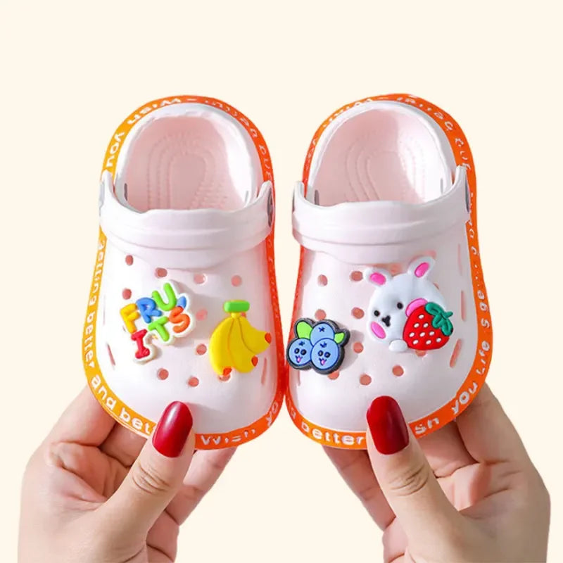 Summer Kids Sandals Hole Children's Shoes Slippers Soft Anti-Skid Cartoon DIY Design Hole Baby Shoes Sandy Beach For Boys Girls
