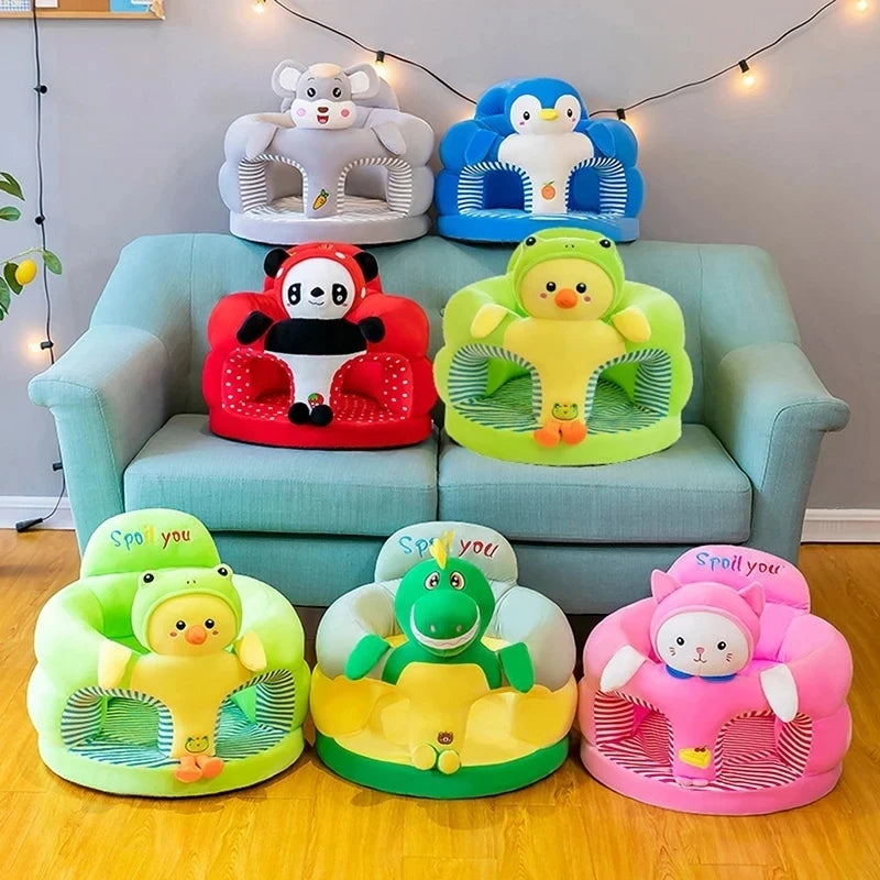 Plush Baby Sofa Support Seat Cover - Comfortable Learning-to-Sit Feeding Chair for Toddlers - Unisex, Washable, and Without Filler
