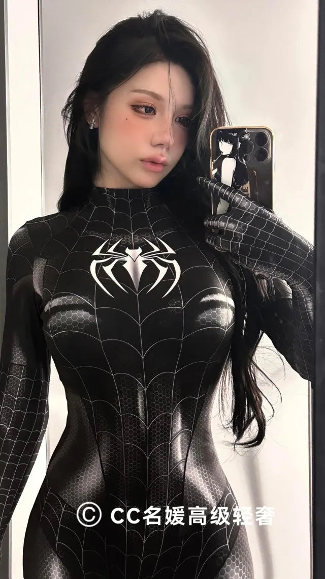 Sexy Black Cat Superhero Cosplay Costume for Spider Women - 3D Printed Bodysuit for Halloween, Christmas and Hot Nights