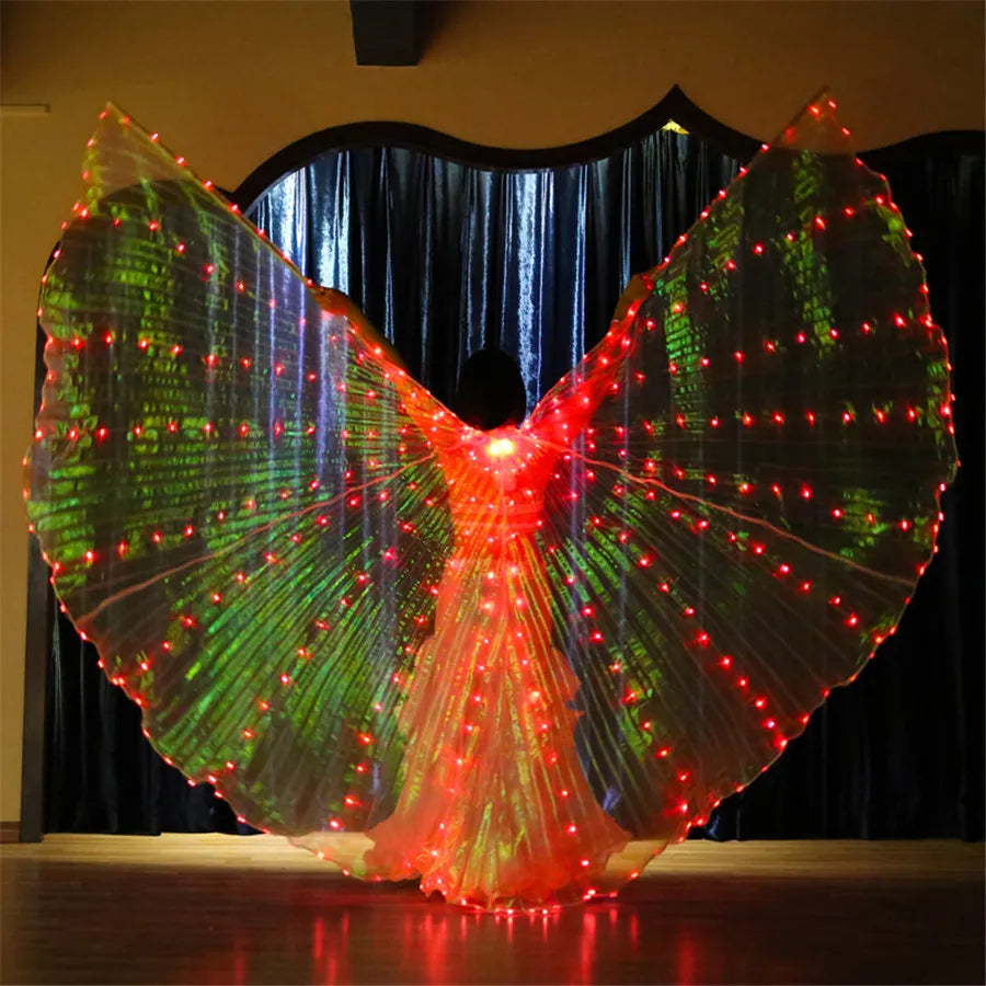 Women's LED Belly Dance Wings - Fluorescent Butterfly Isis Wings for Performances and Carnivals