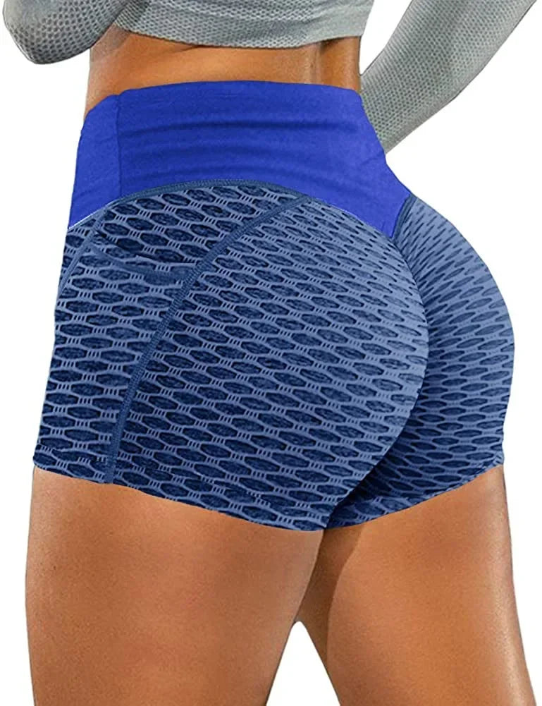 Shorts for Women Gym Skinny Fitness High Waist booty Shorts with Pocket Sport Bubble Butt Push Up Female Workout Tights Leggings
