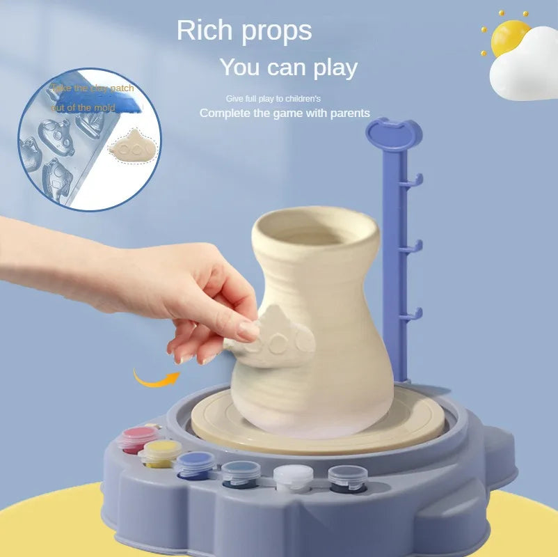 Soft clay DIY ceramic machine for making ceramic carving cups and vases, with creative handicraft tools to enhance parent-child